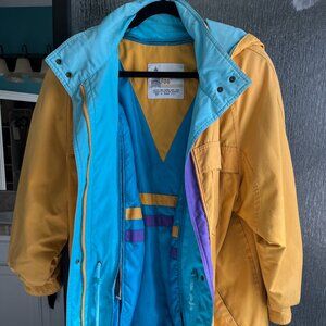 Vintage London Fog Jacket with inner coat yellow/blue/purple